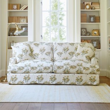 Sofa Skirted Base Botanical Floral Print Traditional Style