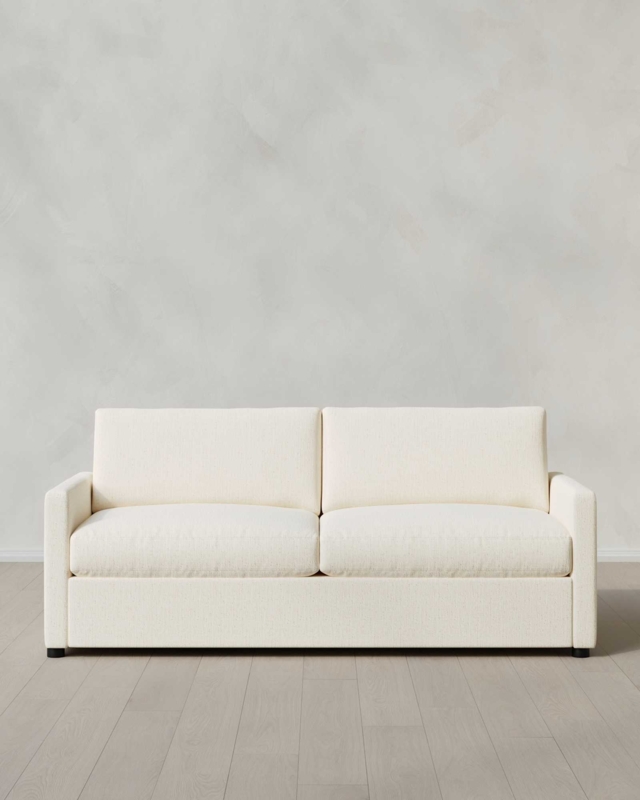 Sofa Two Cushion Square Track Arms Off-White Chenille Texture