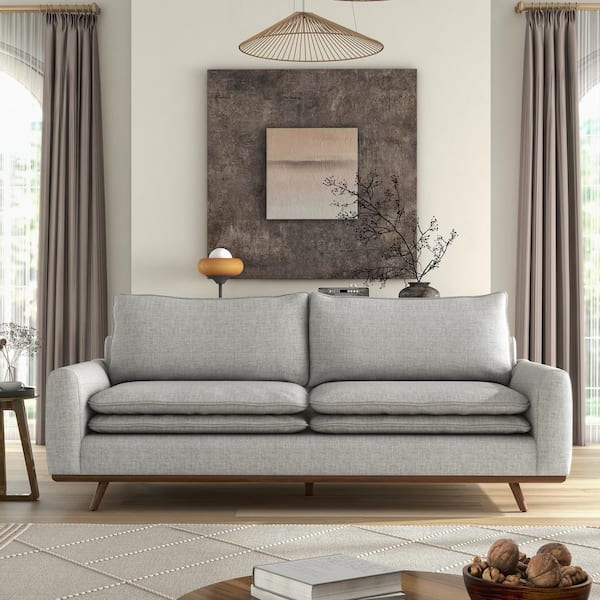 Sofa Two-Tone Transitional Design Gray Brown Rolled Arms