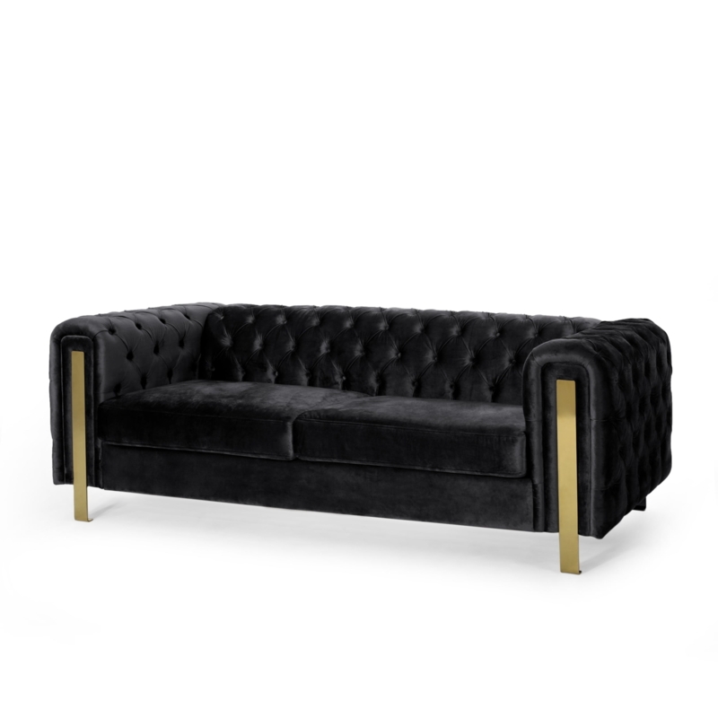 Sofa Velvet Diamond Tufting Inset Legs Low Profile