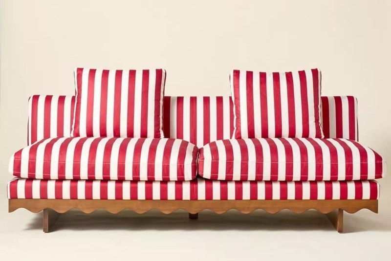 Sofa with Botanical Print & Bench Seat, Transitional Track Arm Design