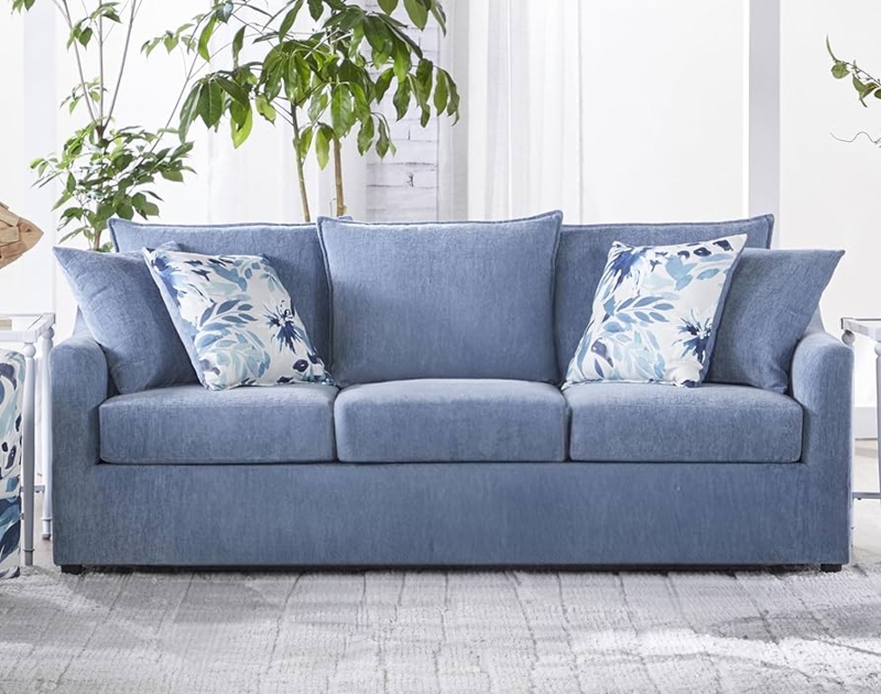 Sofa With Track Arms And Botanical Accent Pillows