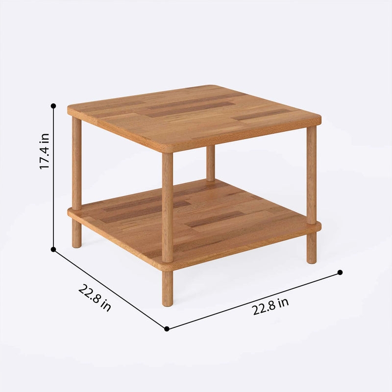 Square Beech Wood Coffee Table with Storage
