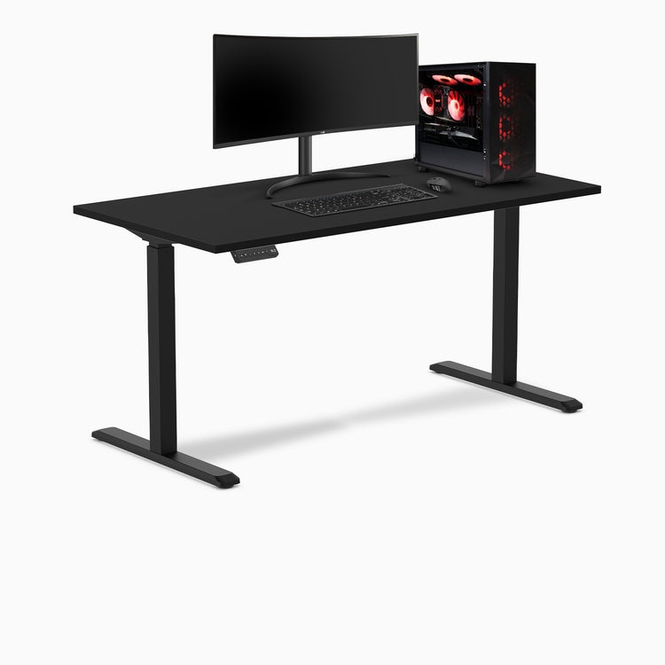 Standing Gaming Desk Matte Black Height Adjustable T-Frame