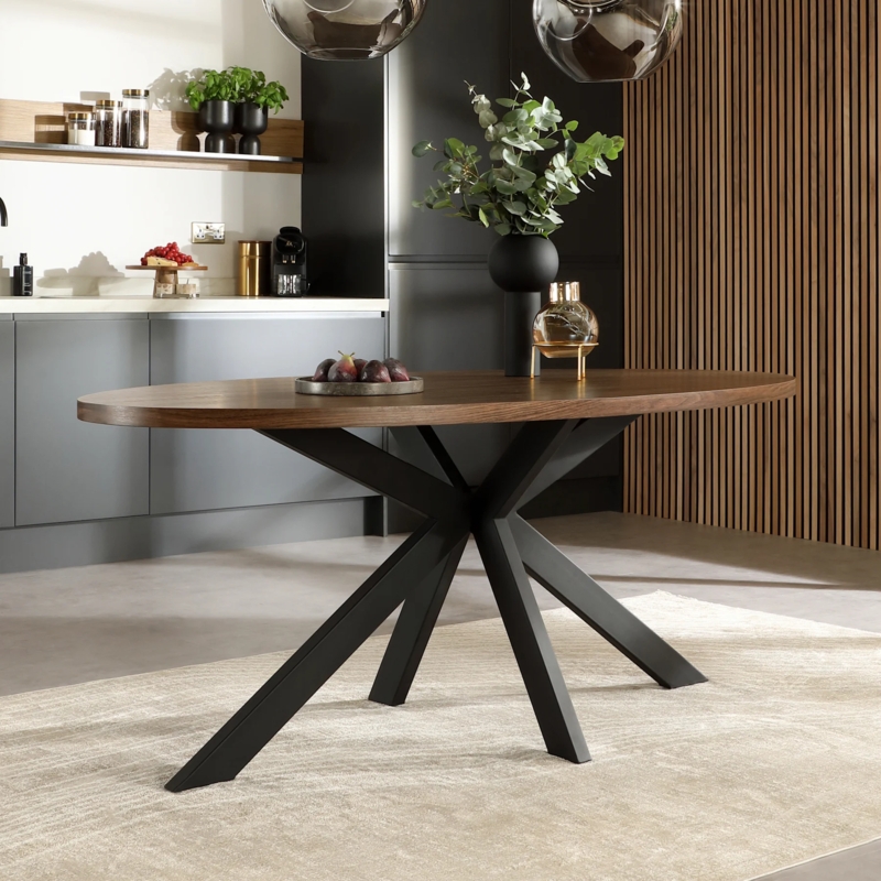 Starburst Base Mid-Century Oval Dining Table