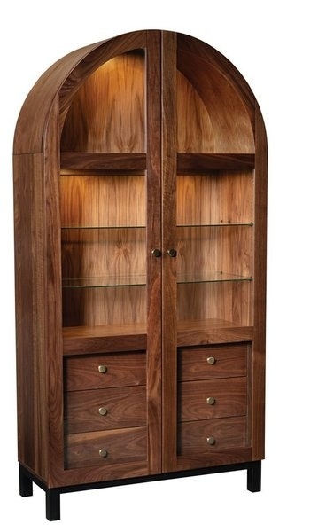 Storage Cabinet Arched Wood Display Hutch with Drawers