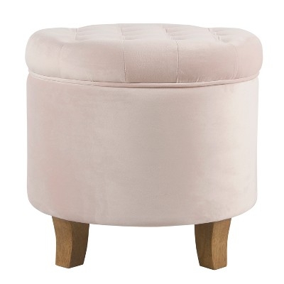 Storage Ottoman Round Velvet Tufted Lid Footstool