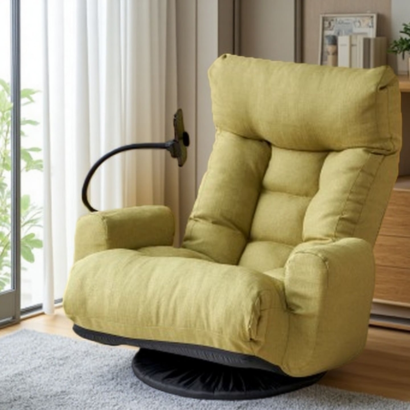 Swivel Floor Chair Low Profile Lime Green Integrated Phone Holder