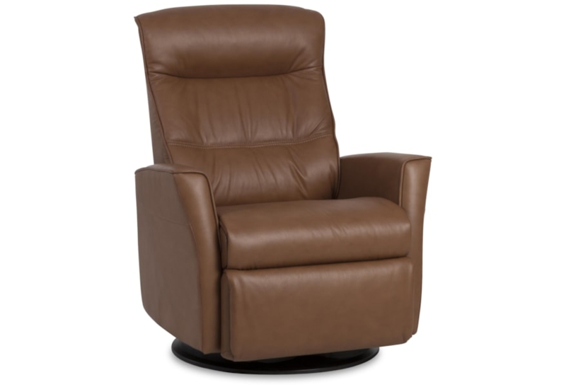 Swivel Recliner Brown Leather-Like High Back Integrated Headrest