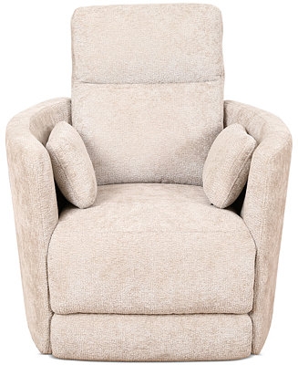 Swivel Recliner Curved Barrel Arms Lumbar Pillows Light Grey Power