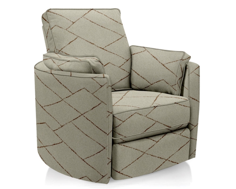 Swivel Recliner Taupe Brown Geometric Linear Pattern Armchair