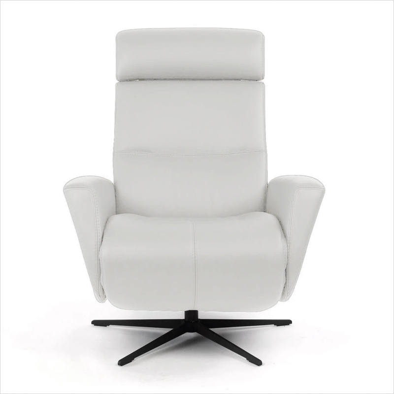 Swivel Recliner with Black Star Base, Integrated Headrest, Flared Arms
