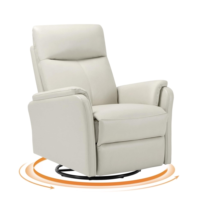 Swivel Recliner with Circular Metal Base, High Back Modern Glider Chair.