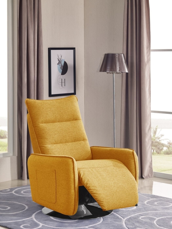 Swivel Recliner with Polished Chrome Base and Side Pocket