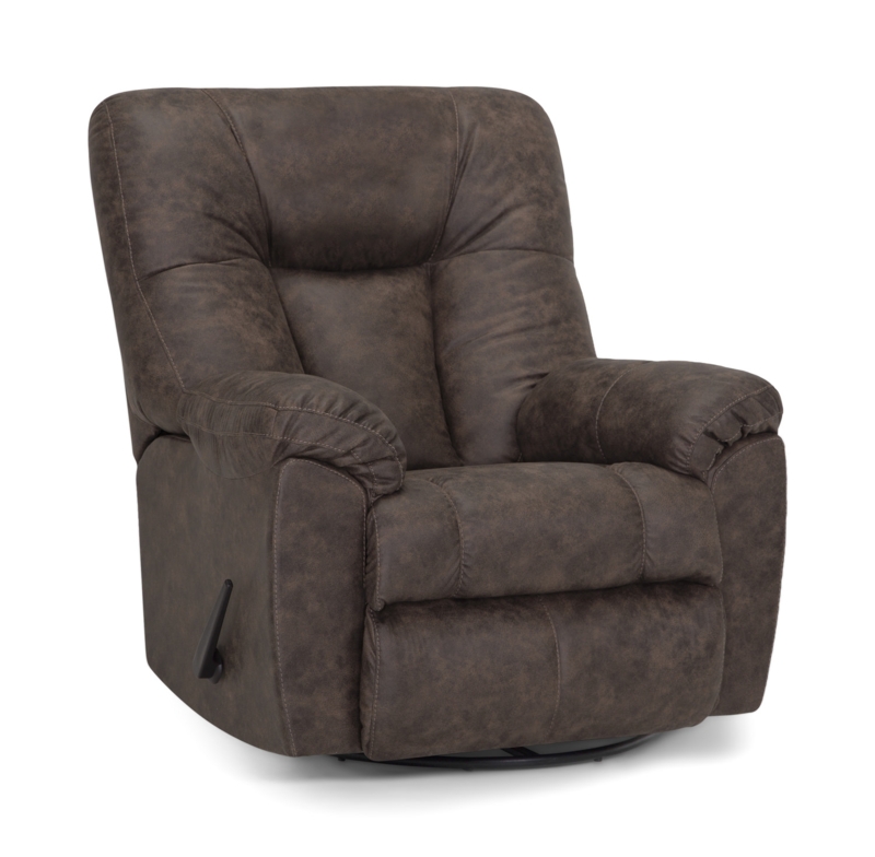 Swivel Rocker Recliner Dark Brown Distressed Leather-like