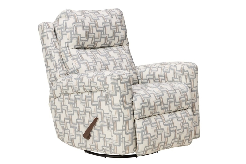 Swivel Rocker Recliner Geometric Pattern Labyrinth Motif Grey Tan