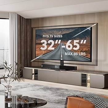 Swivel Tabletop TV Stand Base with Tempered Glass finish