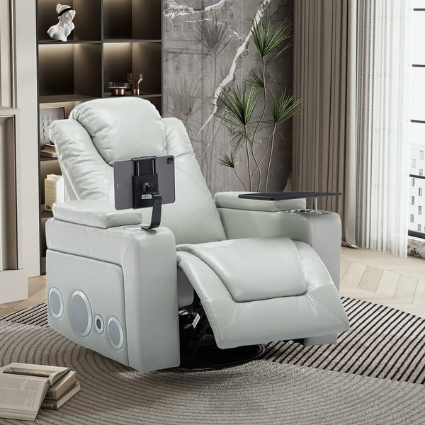 Swivel Tech Power Recliner with Integrated Speakers and Tablet Holder