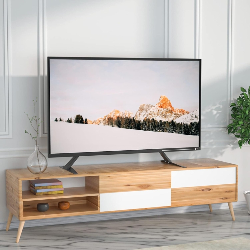 Tabletop TV Stand Legs Mount in Matte Metal Finish