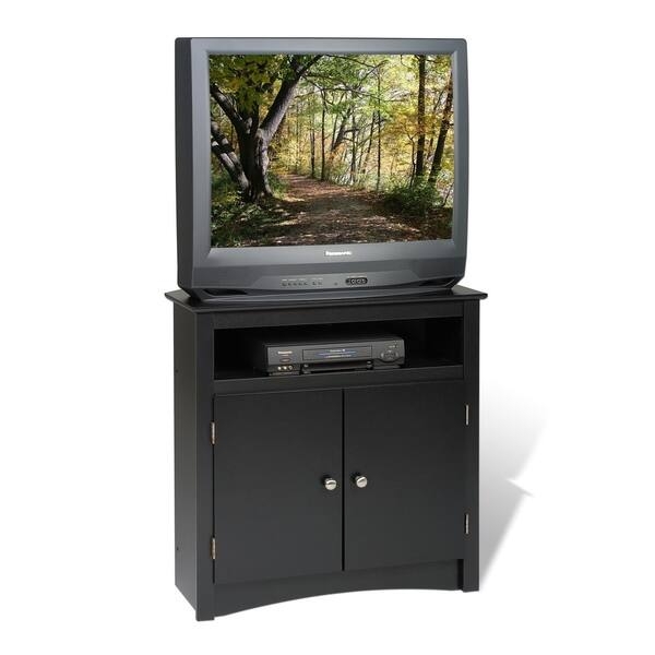 Tall Media Cabinet Matte Black with Arched Base and Silver Knobs