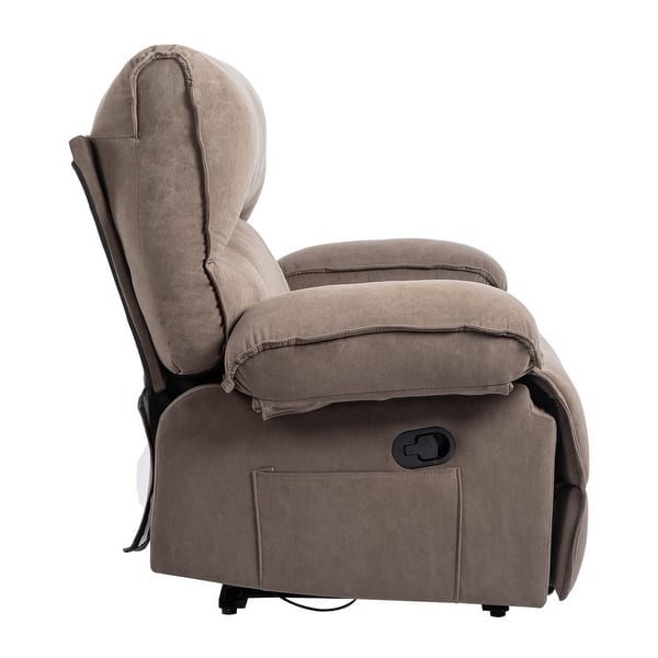 Taupe Fabric Manual Recliner Chair with Side Pocket and Oversized Seat