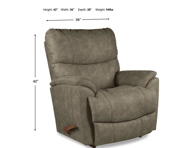 Taupe Rocker Recliner with Mottled Texture and Padded Armrests