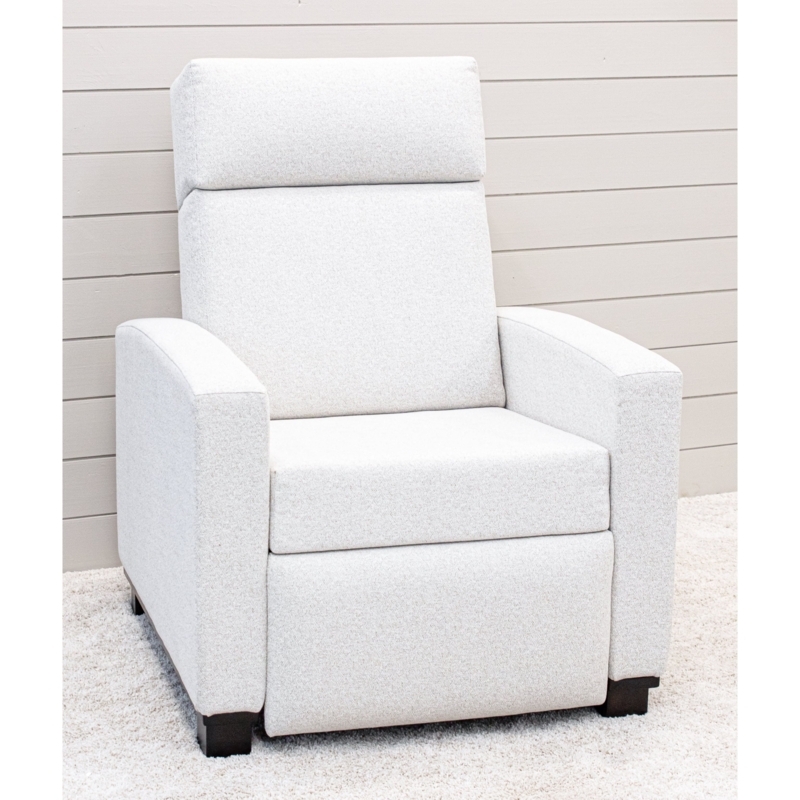 Textured Fabric Push Back Chair with Track Arms and Block Feet