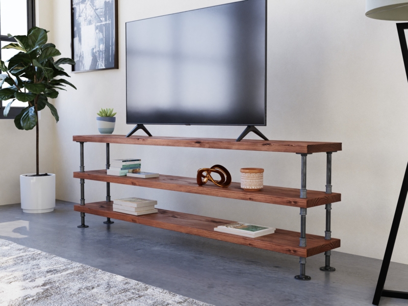 Three Tier Console Table with Industrial Pipe Fittings