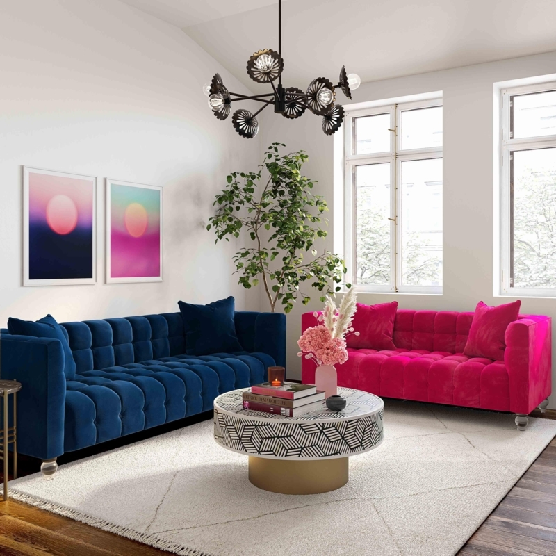 TOV Furniture Bea Pink Velvet Sofa