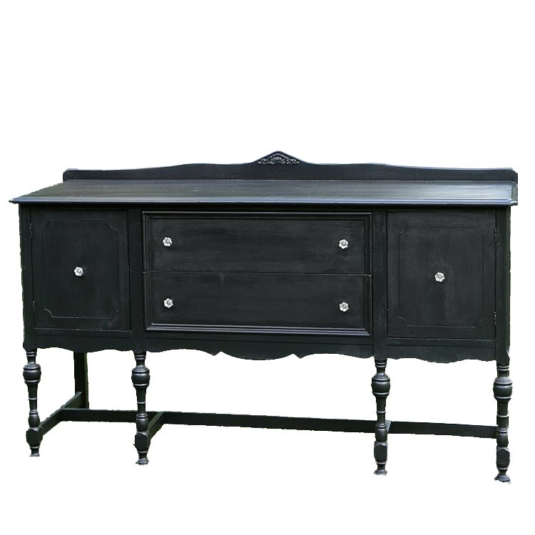 Traditional Buffet Arched Glass Doors Brass Hardware Molded Top