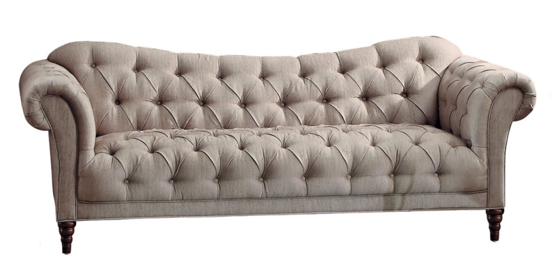 Traditional Chesterfield Sofa with All-Over Tufting and Curved Back