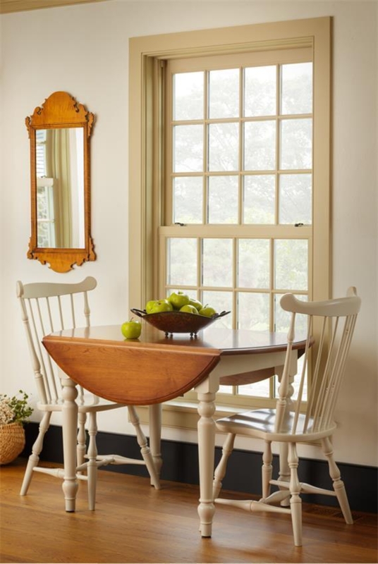 Traditional Cream and Wood Dining Set with Windsor Chairs