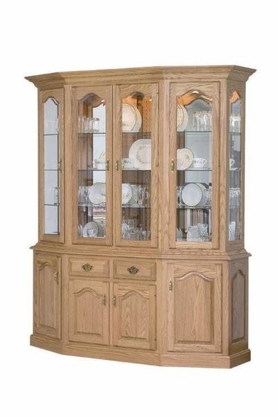 Traditional Dining Hutch Canted Front Brass Hardware Raised Panels