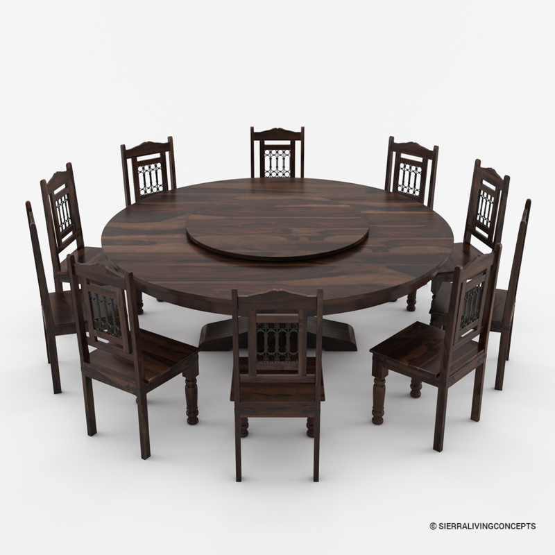 Traditional Dining Table Set 10 Person Lazy Susan