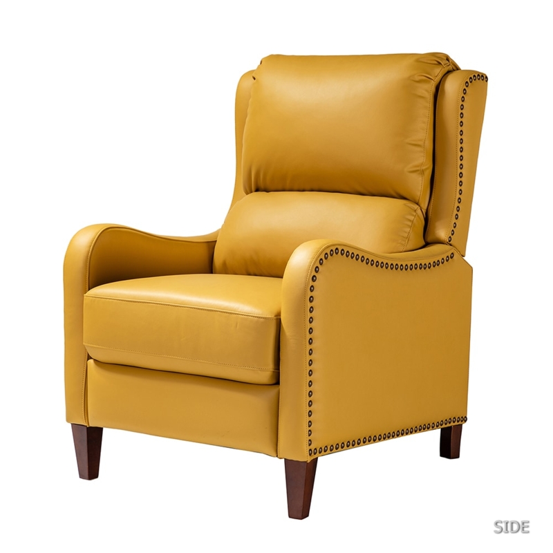 Traditional Mustard Leather-like Recliner, Split Back Cushion