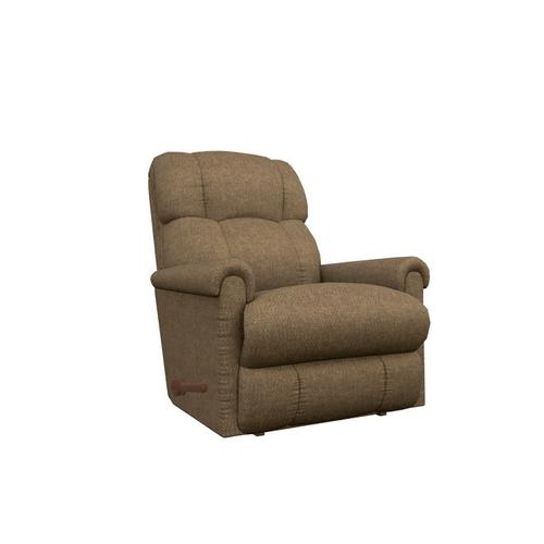 Traditional Rocking Recliner in Brown Woven Fabric with Rolled Arms