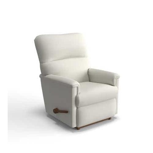 Traditional Rocking Recliner with Rolled Arms in Off-White Fabric