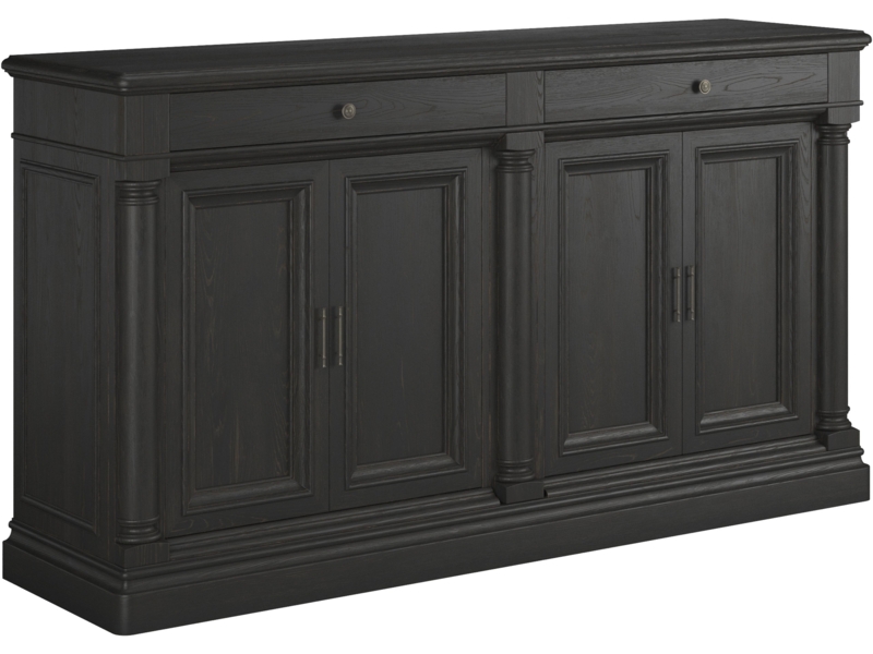 Traditional Sideboard with Architectural Pilasters in Charcoal Finish