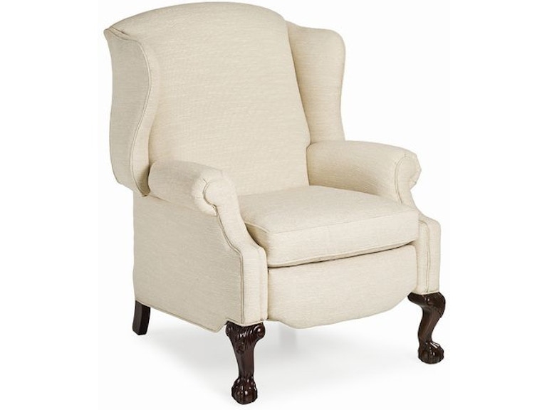 Traditional Wingback Recliner Cream Woven Claw and Ball Feet