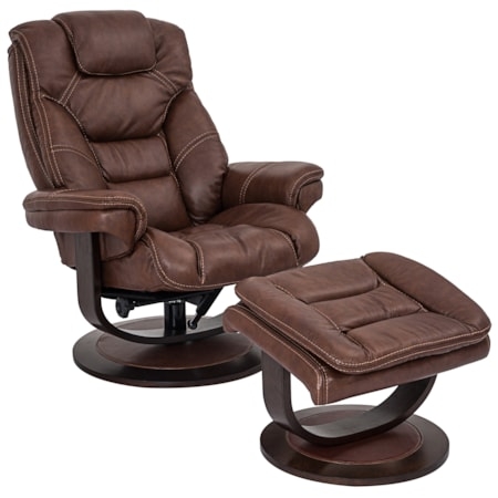 Transitional Brown Reclining Chair Set featuring Contrast Stitching