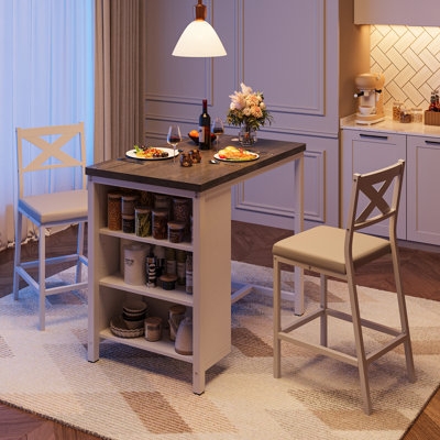 Transitional Counter Height Dining Set with Two-Tone Finish