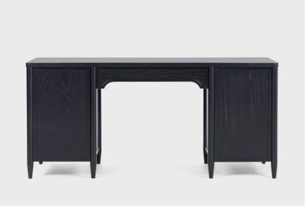 Transitional Executive Desk with Arched Kneehole Apron and Tapered Legs