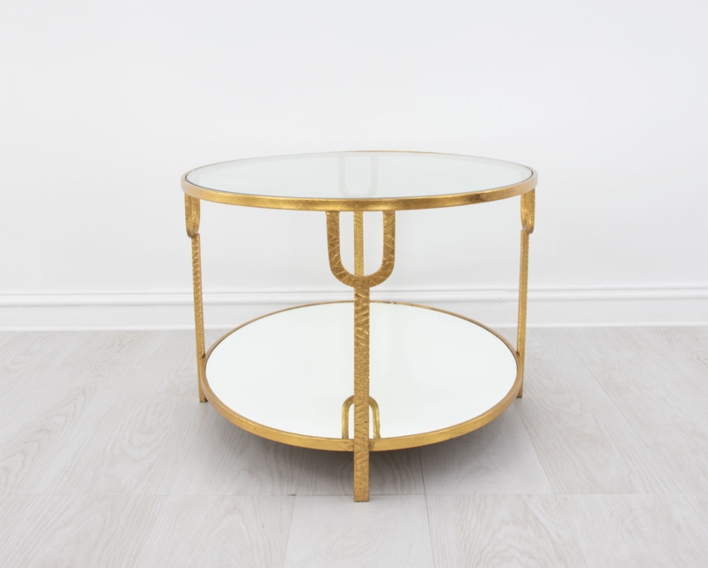 Transitional Oval Coffee Table featuring U-Shaped Details and Leaf Finish