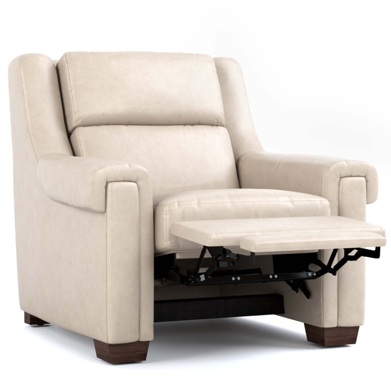 Transitional Power Recliner Cream Split Back Dark Block Feet