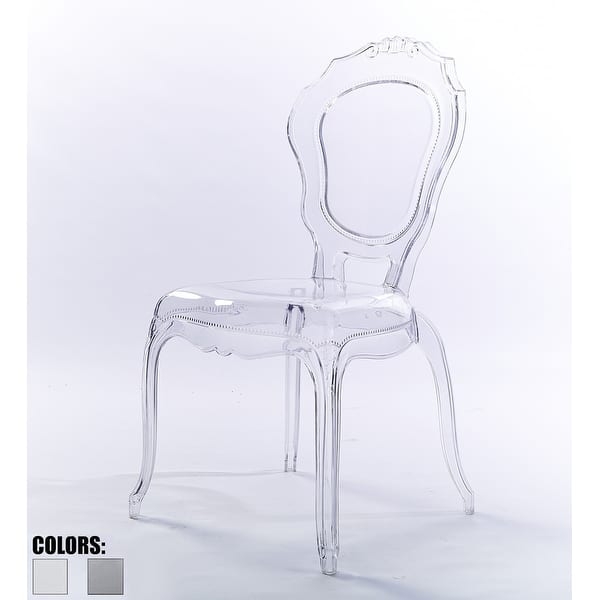 Transparent Side Chair Medallion Back Beaded Detail Modern Ghost