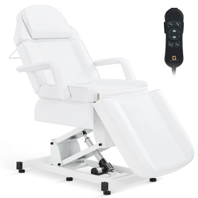 Treatment Table Pure White Scissor-Lift Base Electric Adjustable Remote
