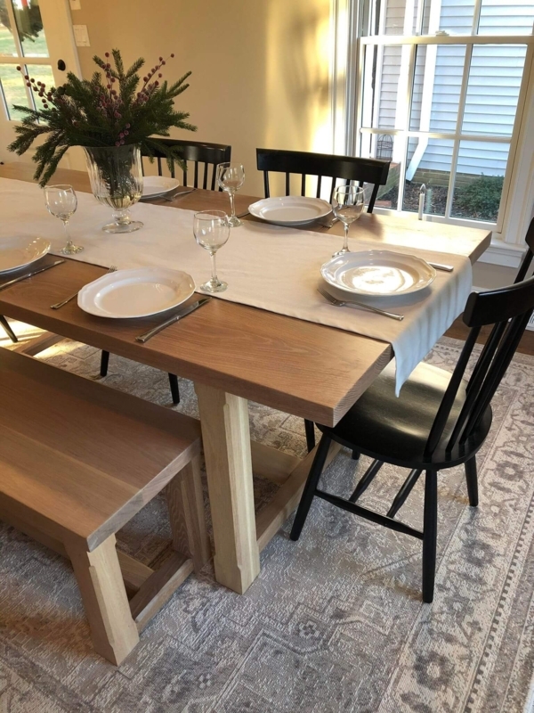 Trestle Base Dining Set featuring Black Spindle Chairs