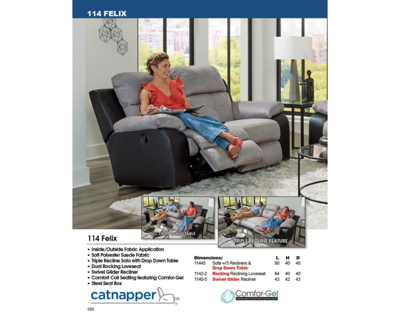 Triple Reclining Sofa with Center Drop Down Table Polyester Suede