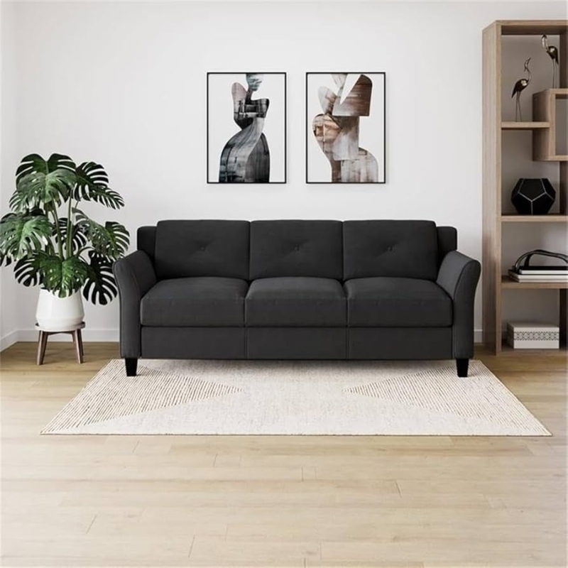 Tufted Sofa with Flared Arms in Transitional Style