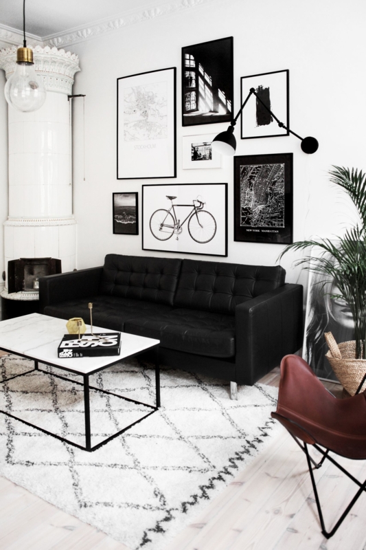 Tufted Sofa with Metal Legs, Scandinavian Style Monochrome Couch